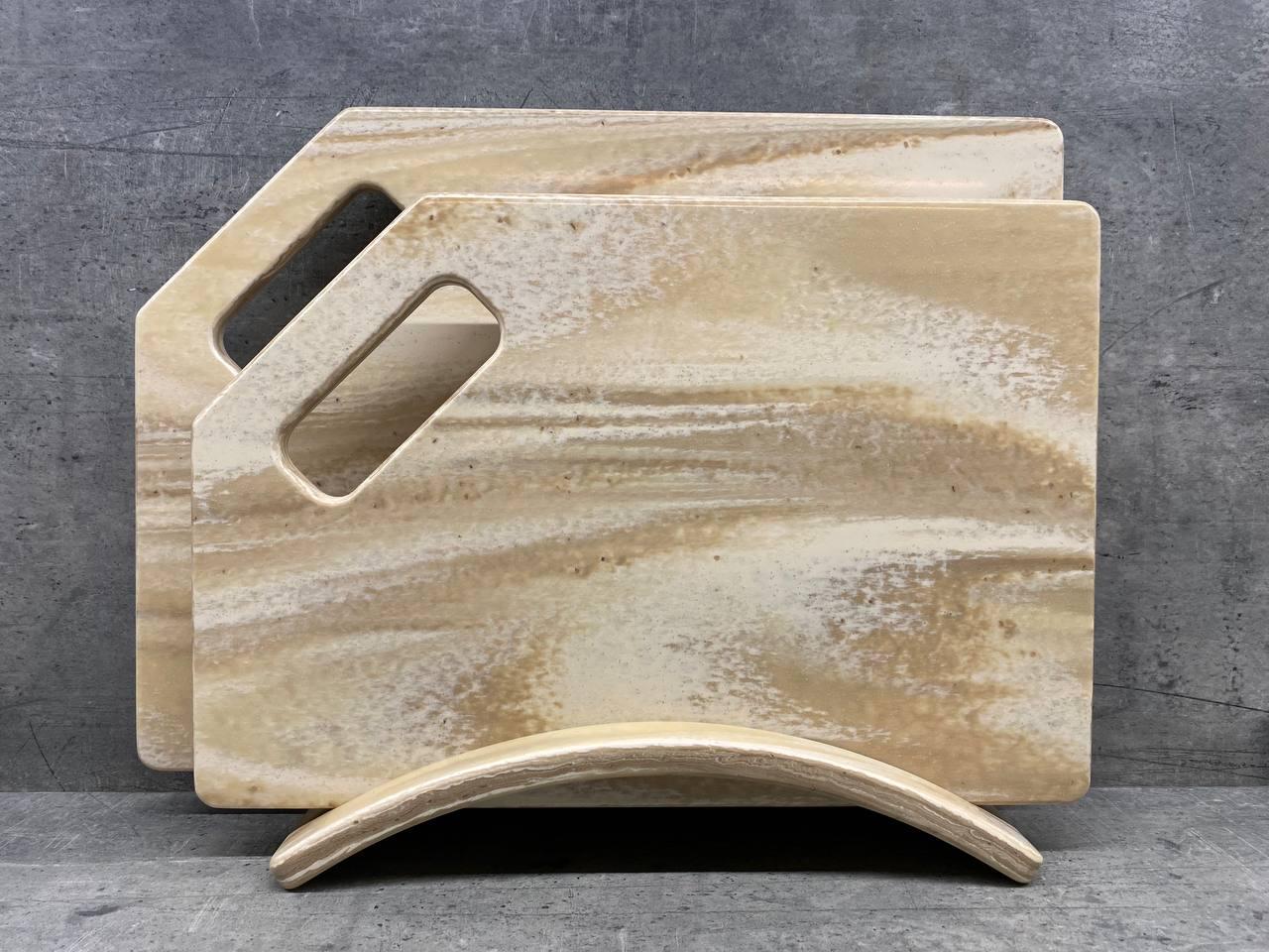 Набір дошок кухонних Silk wood зі штучного каменю на підставці 2 шт. (216) Набір дошок кухонних Silk wood зі штучного каменю на підставці 2 шт. (216)