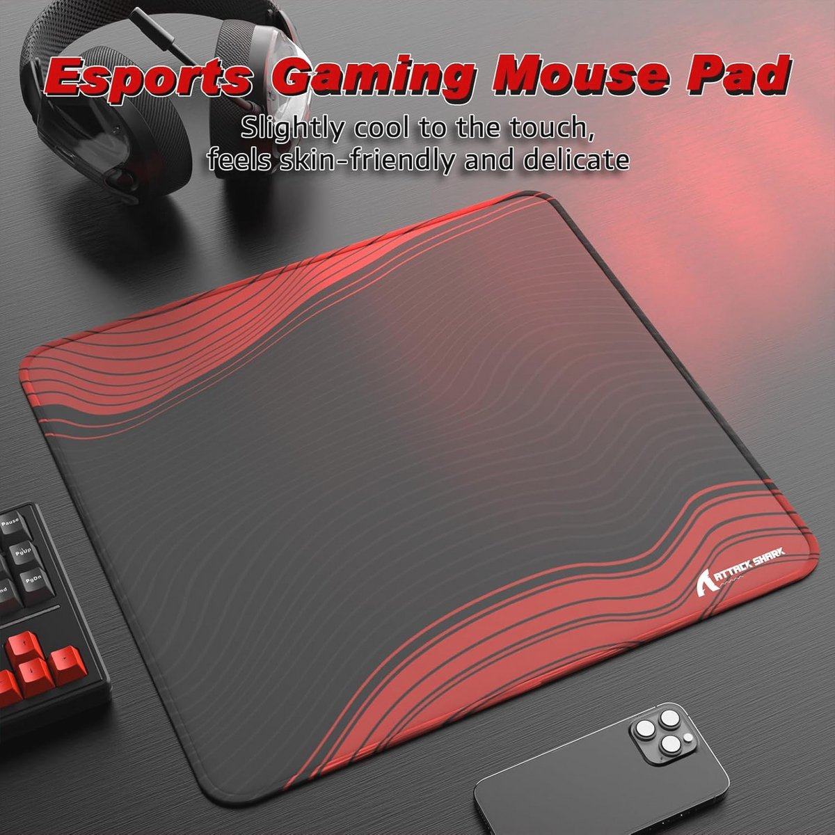 Килимок для миші ігровий Attack Shark Cm02 450х400х4 мм Black/Red - фото 4 Килимок для миші ігровий Attack Shark Cm02 450х400х4 мм Black/Red - фото 4