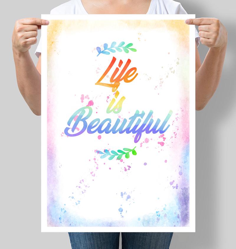 Постер мотивирующий "Life is Beautiful" 42х60 см (М061)