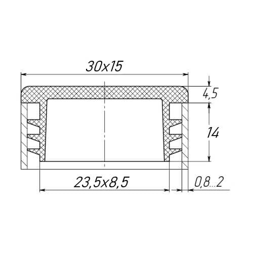 Заглушка Steelfix 30х15 мм внутренняя овальна для трубы 0,8-2,0 мм 200 шт. Черный (246046) - фото 2