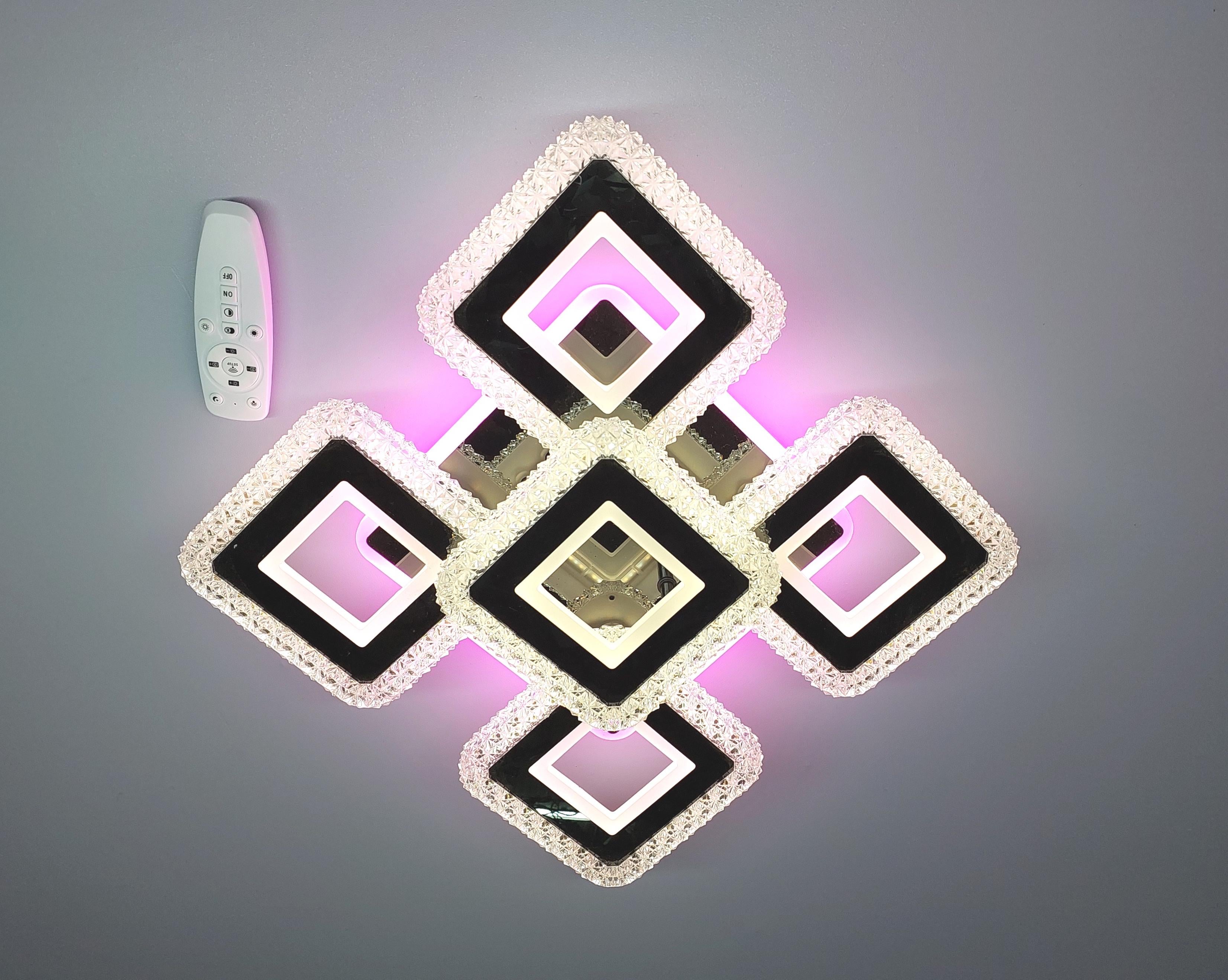 Люстра светодиодная 83R/5 BK+RGB с подсветкой 150/28W Черный/Хром (18205130)