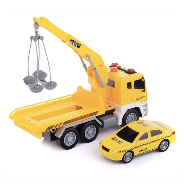 Машинка евакуатор WENYI 30 см з машинкою таксі Жовтий (59977) - фото 4 Машинка евакуатор WENYI 30 см з машинкою таксі Жовтий (59977) - фото 4