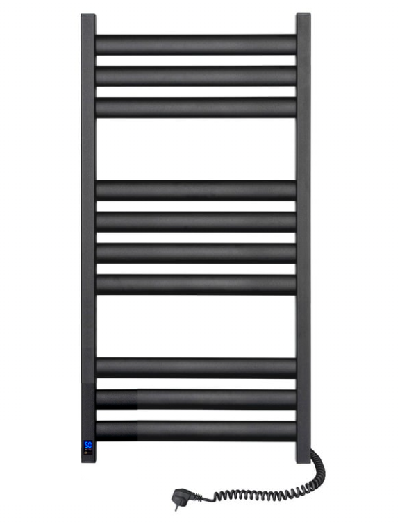 Полотенцесушитель электрический из углеродистой стали NAVIN Ellipse Sensor с таймером шнур справа 500х1000 мм Черный