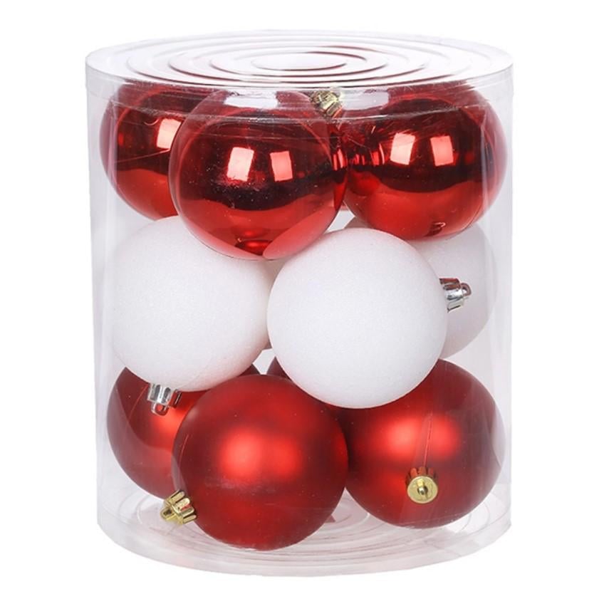 Набор шаров новогодних пластиковых 12 шт. 8 см (13855)