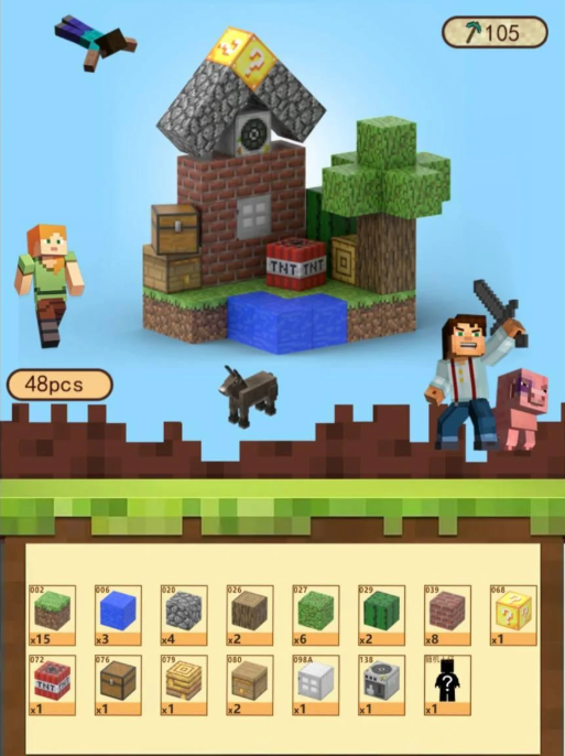 Конструктор для дітей Minecraft на магнітах 48 деталей X124 (654654988)