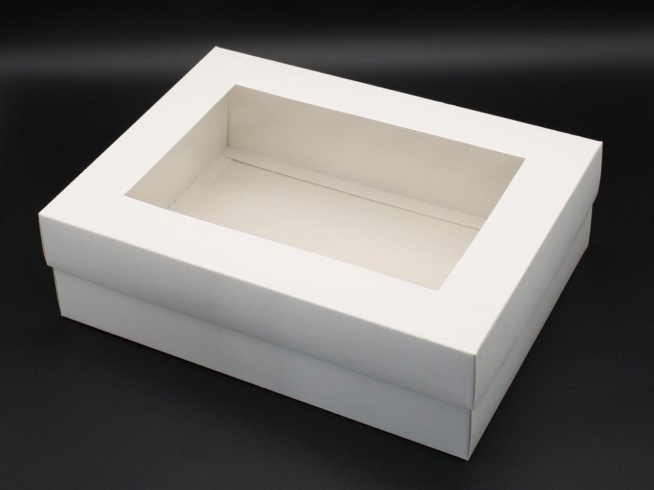 Коробка подарочная сборная с окошком на крышке 30х23х9 см Белый (OA-8) - фото 2 Коробка подарочная сборная с окошком на крышке 30х23х9 см Белый (OA-8) - фото 2