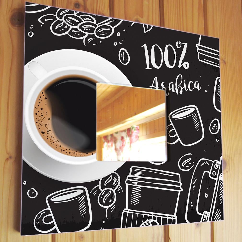 Зеркало декоративное Чашка кофе 100% арабика 260х260 мм (M04208)