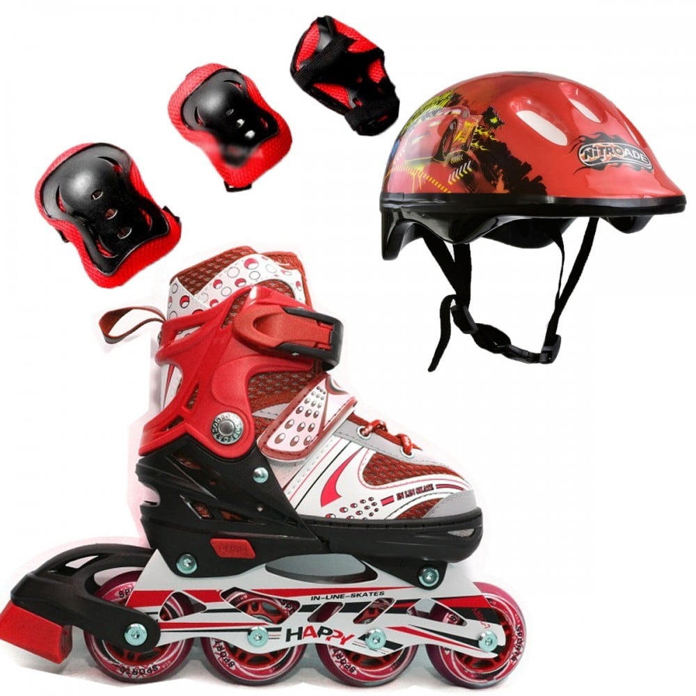 Ролики детские набор Happy Combo Disney Тачки 2 защита/шлем р. 29-33 Красный (2T3007E)