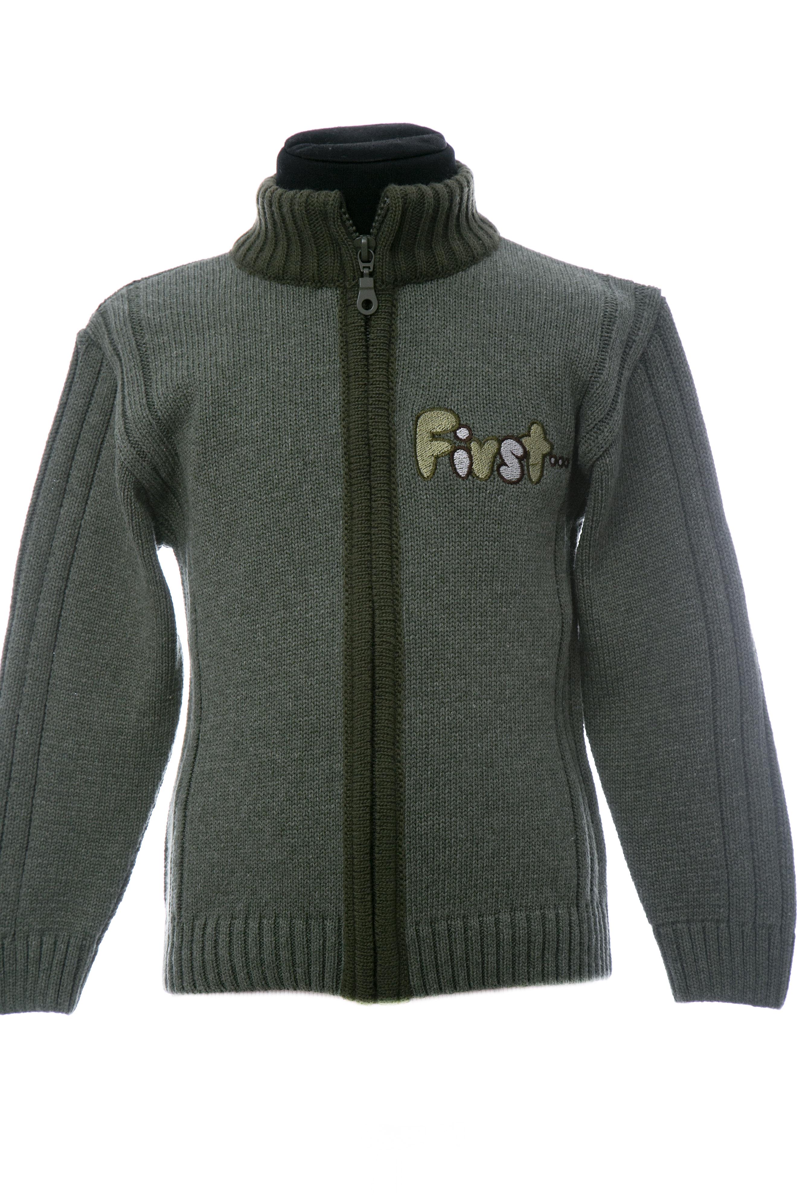 Жакет для мальчика ДАЙС вязаный на молнии 122 см Зеленый