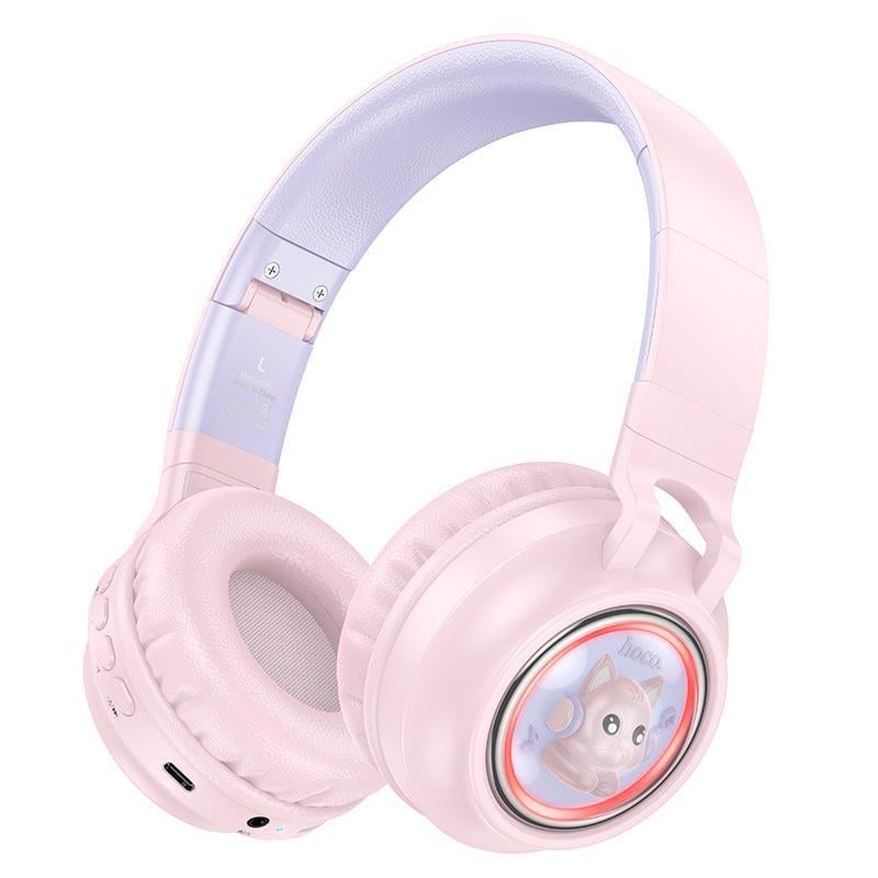 Накладные наушники Hoco Cute fun W50 Bluetooth 5.3 AUX 3.5 мм до 12 часов pink (26576)