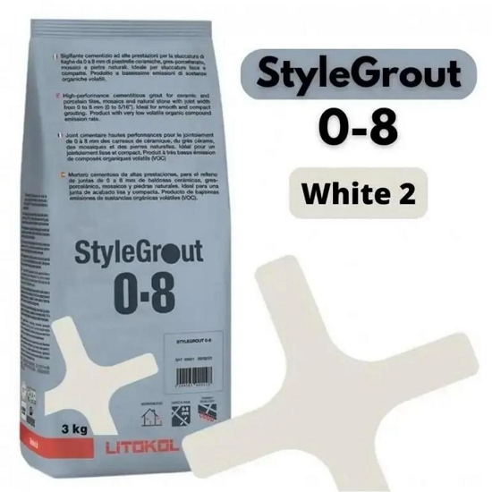 Затирка для плитки цементна Litokol StyleGrout 0-8 3 кг White 2 (SG08WHT20063) - фото 1