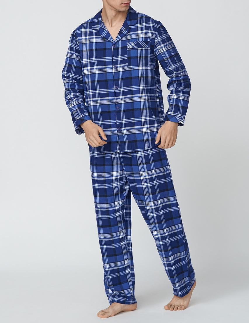 Пижама мужская Cyberjammies Riley 6757-6758 в клетку S Синий (5051877416581)