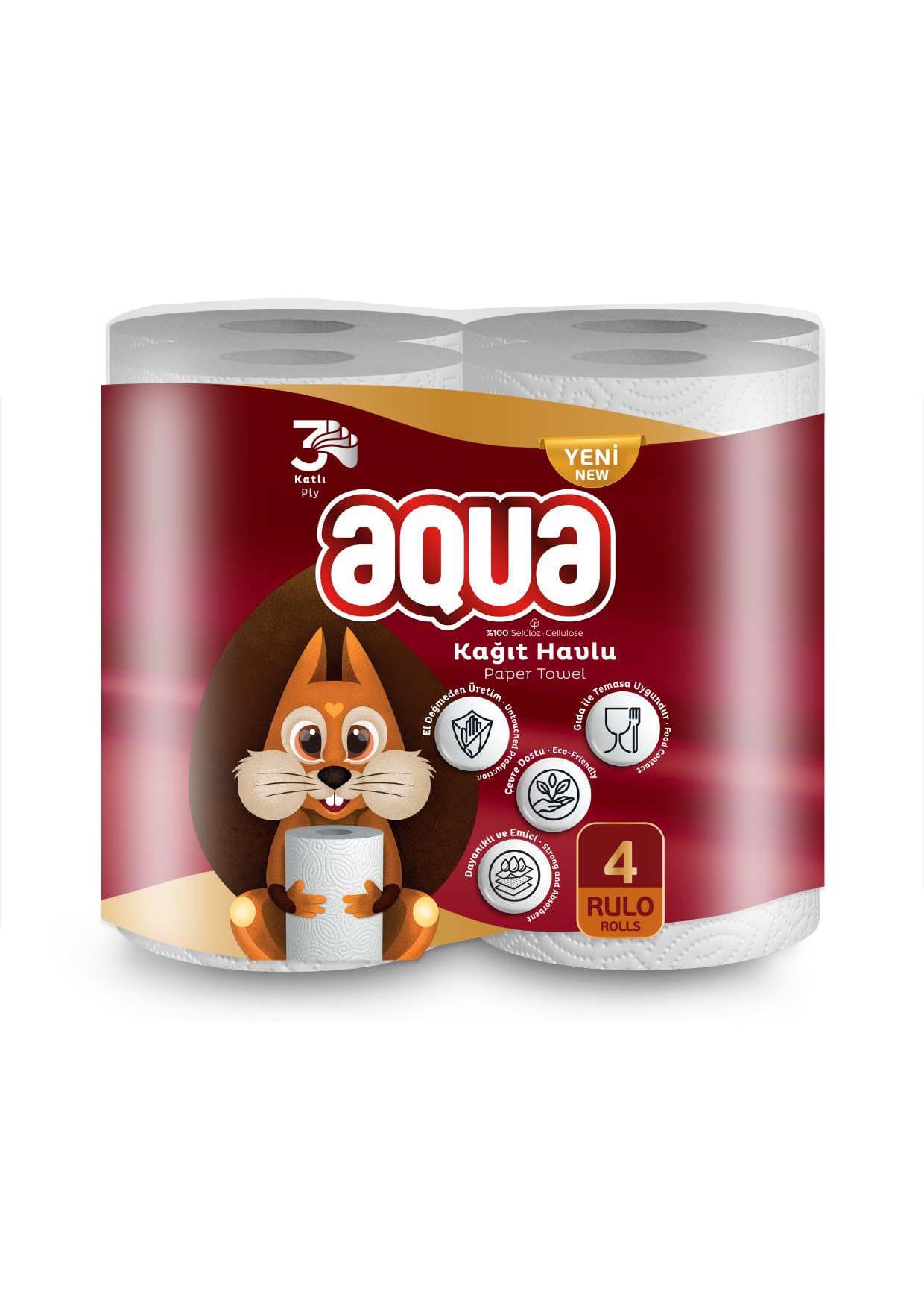 Полотенце бумажное Aqua 3-х слойное 4 рулона (00000000085) Полотенце бумажное Aqua 3-х слойное 4 рулона (00000000085)