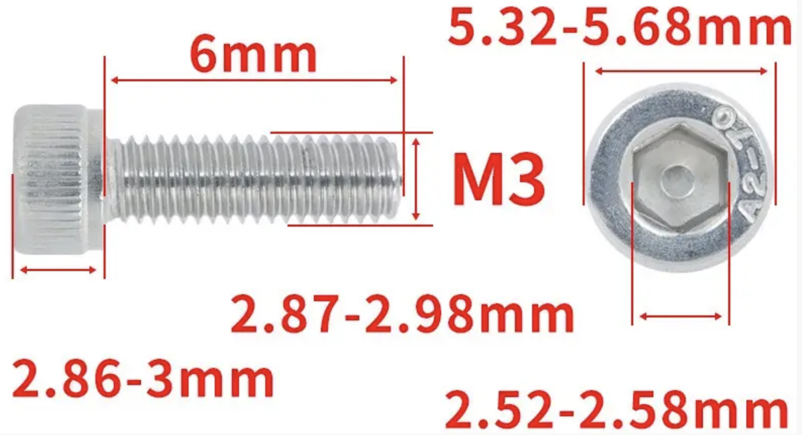 Гвинт з шестигранною головкою DIN912 M3x6 мм (DIN912_m3_6) - фото 2