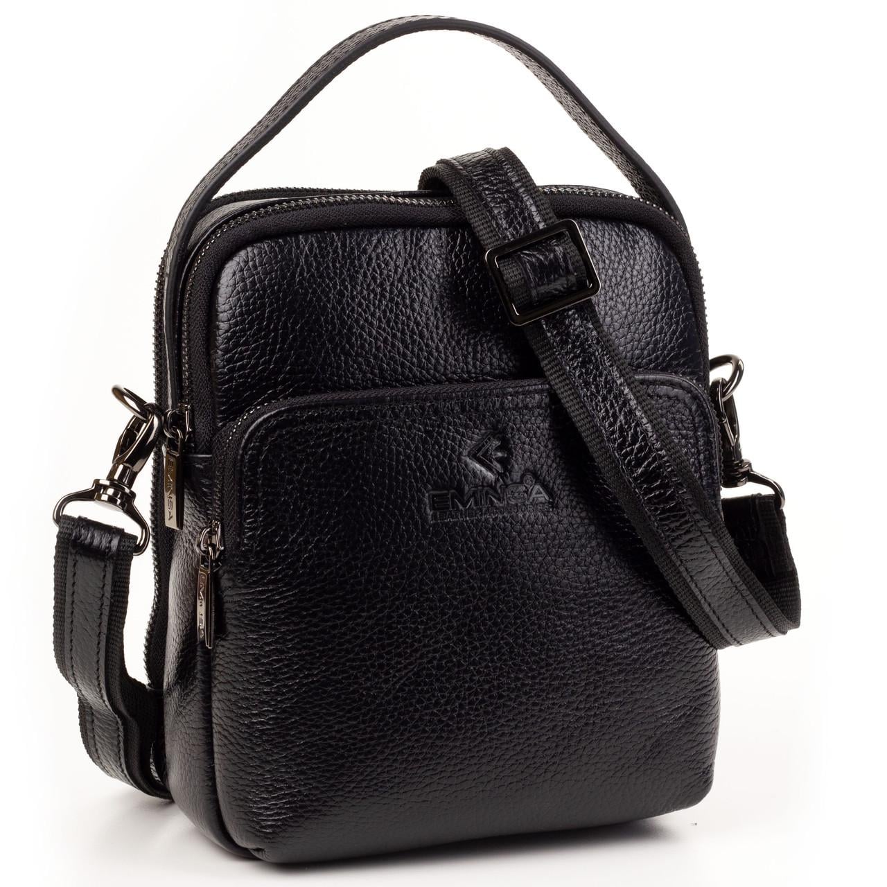 Сумка барсетка Eminsa 6190-37-1 чоловіча шкіряна Чорний