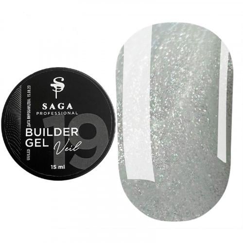 Гель для наращивания Saga Builder Veil Gel №19 15 мл Молочно-белый с шиммером