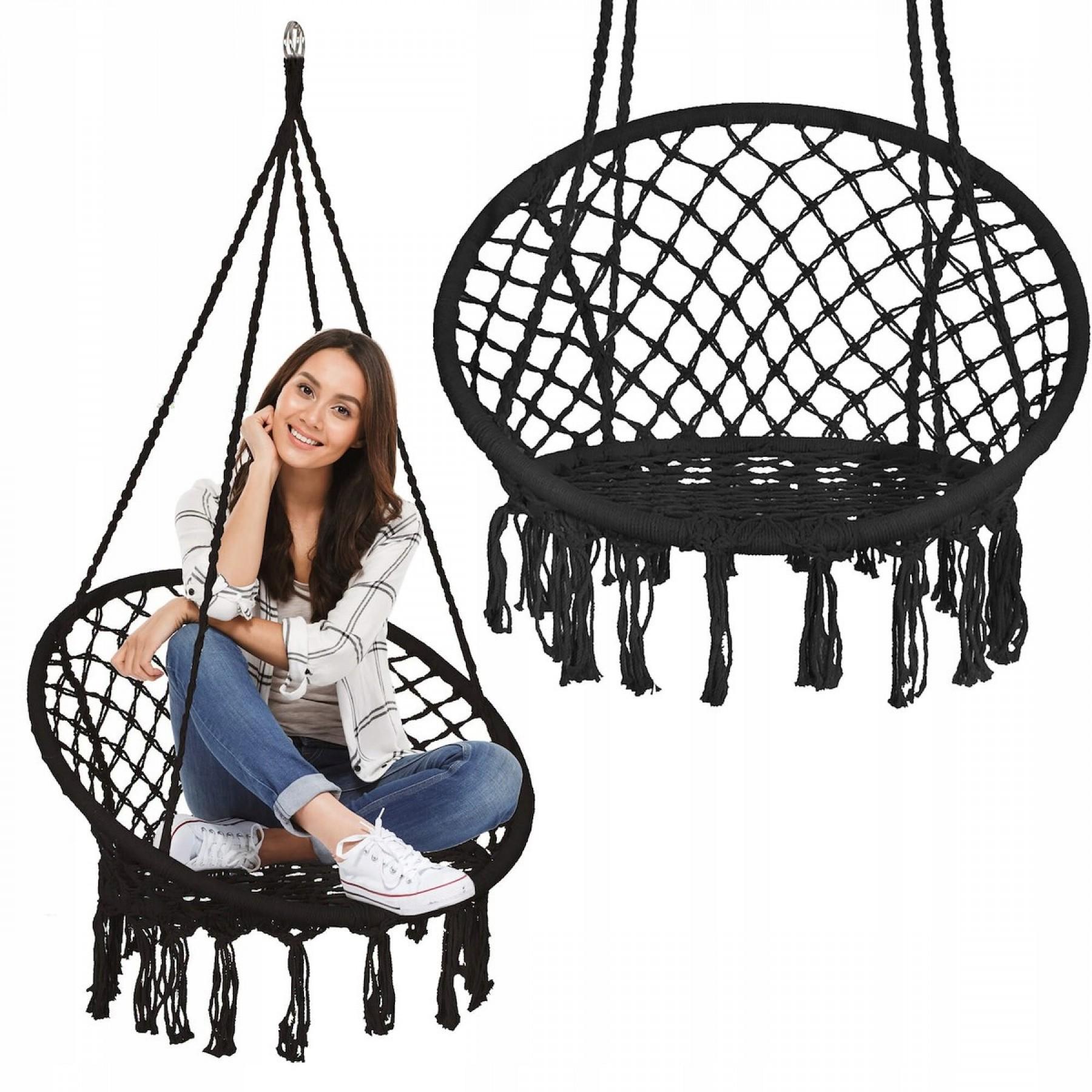 Крісло-гойдалка підвісне Springos SPR0041 плетене Black - фото 8 Крісло-гойдалка підвісне Springos SPR0041 плетене Black - фото 8