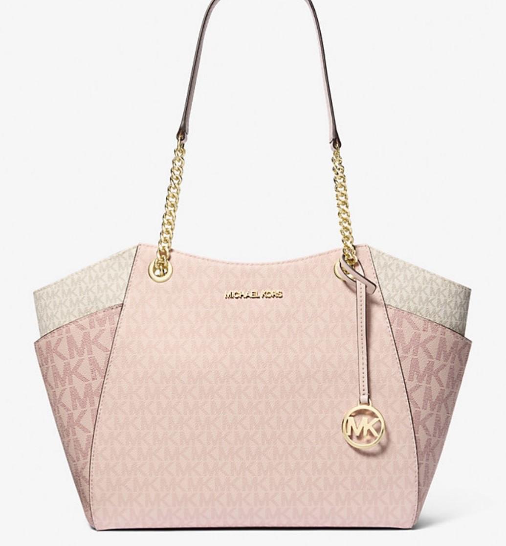 Сумка Michael Kors Jet Set Large Color-Block Signature Logo Tote Bag Powder Blush (35S5GTVE3B)