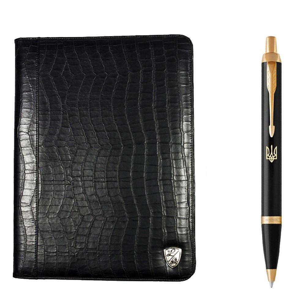 Комплект шариковая ручка Parker IM 17 с трезубом Black и папка кожаная Tonino Lamborghini 47324735 (155710)
