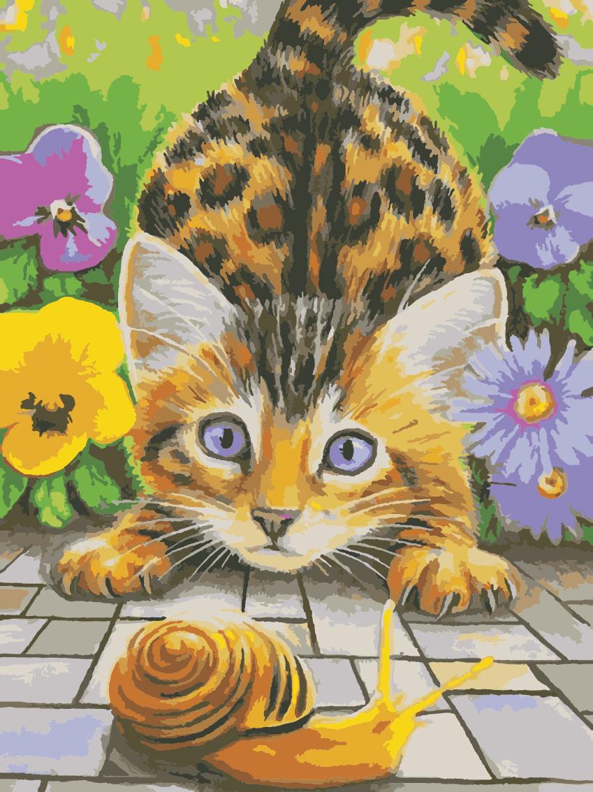 Картина по номерам ArtStory Кот и улитка 30x40 см (AS0932)