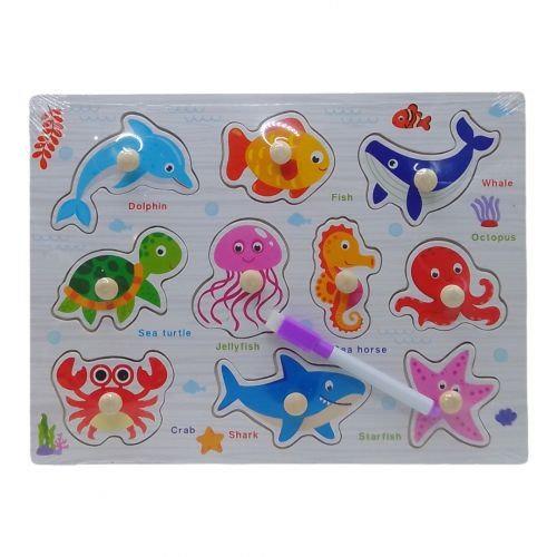 Пазли-вкладиші дерев'яні 2в1 підводний світ (30795)