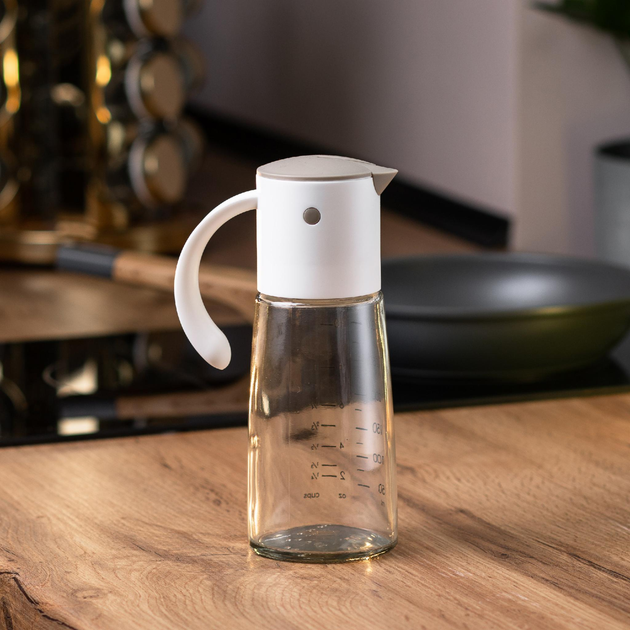 Пляшка для олії оцту TS Kitchen з гравітаційною кришкою кухонна 300 мл Сірий (HP16297W)