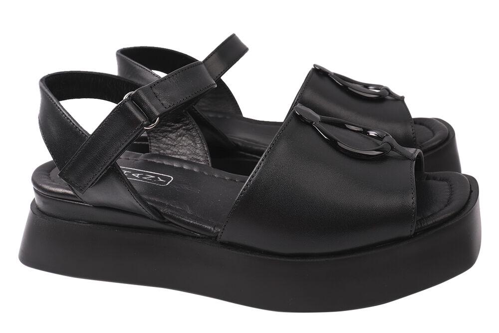 Босоніжки жіночі Phany зі шкіри на низькому ходу р. 38 Чорний (207-21/22LBC)