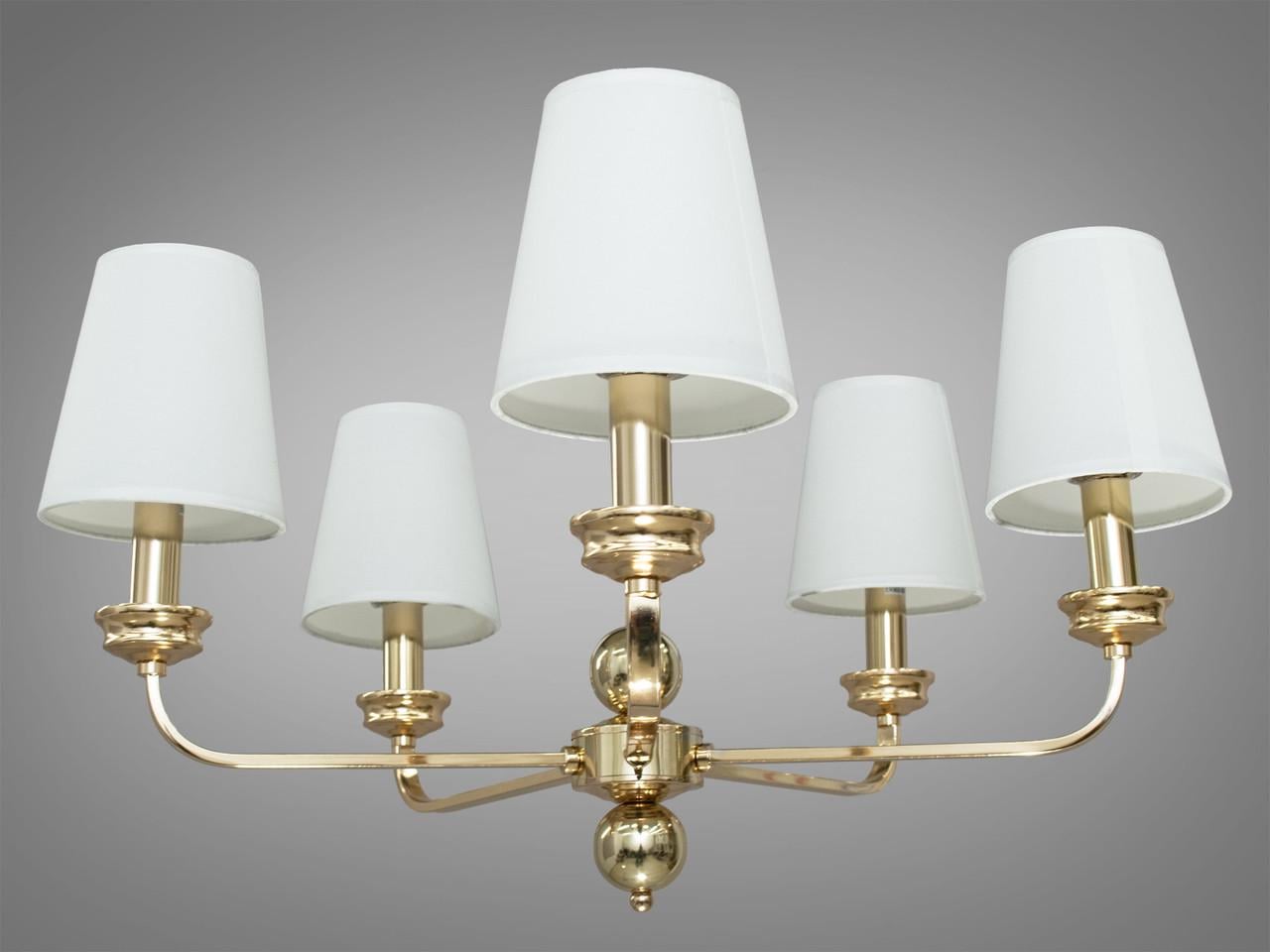 Люстра с абажурами для зала 1012-5G-LS на 5 ламп Золотой (1664659591)