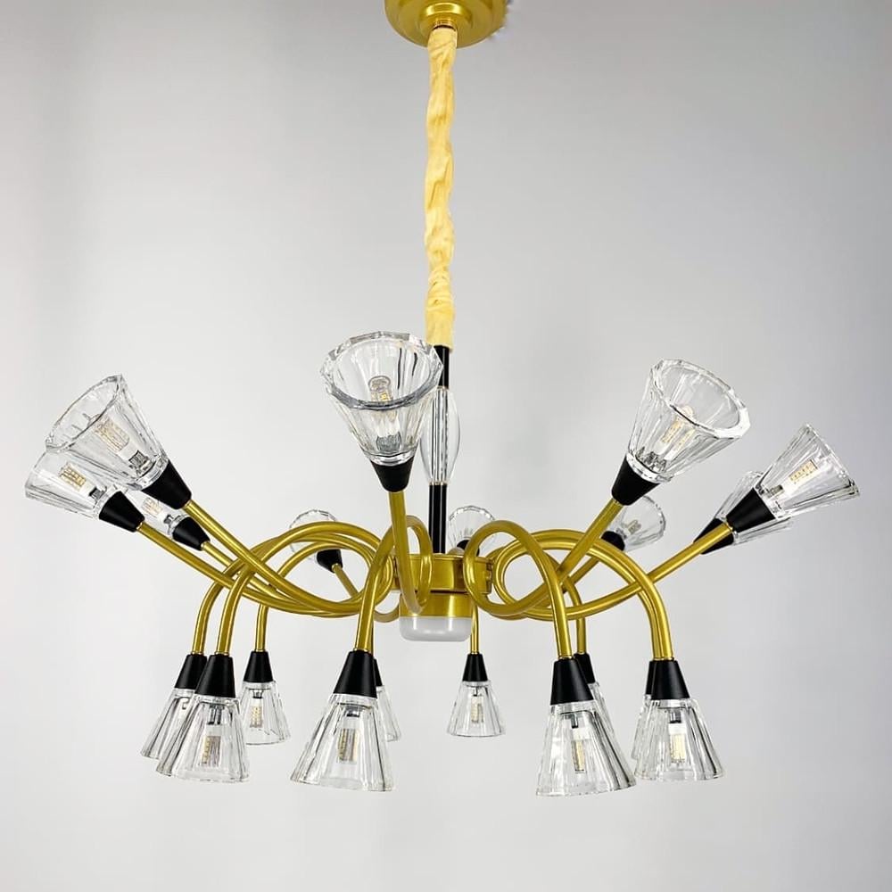 Светильник подвесной с закрученными рожками на 20 прозрачных плафонов Золотой (H9866/10+10 GD)