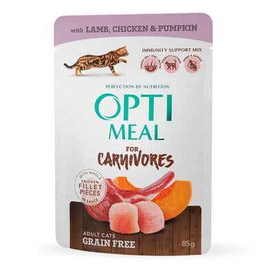 Вологий корм для дорослих котів Optimeal 85 г Ягня та курка