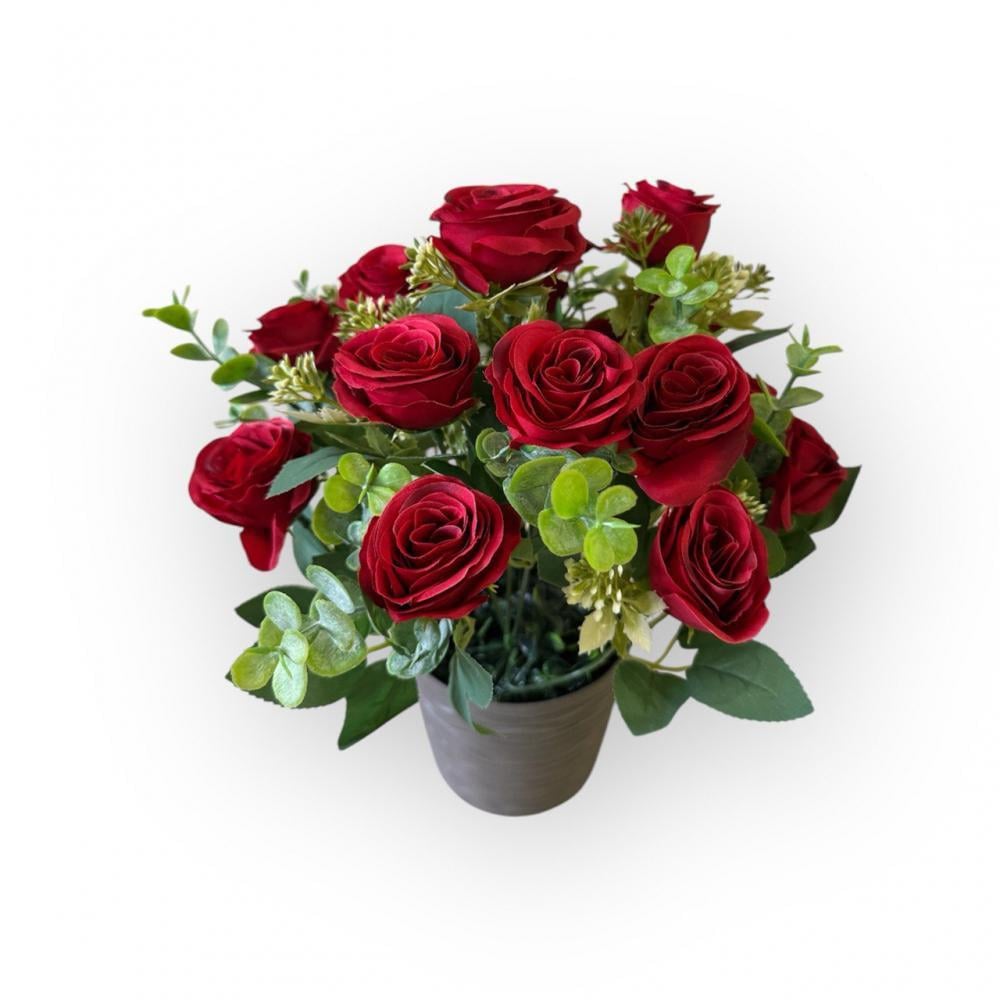Букет розы в кашпо ПЛАСТМАКС Красный (R0202)