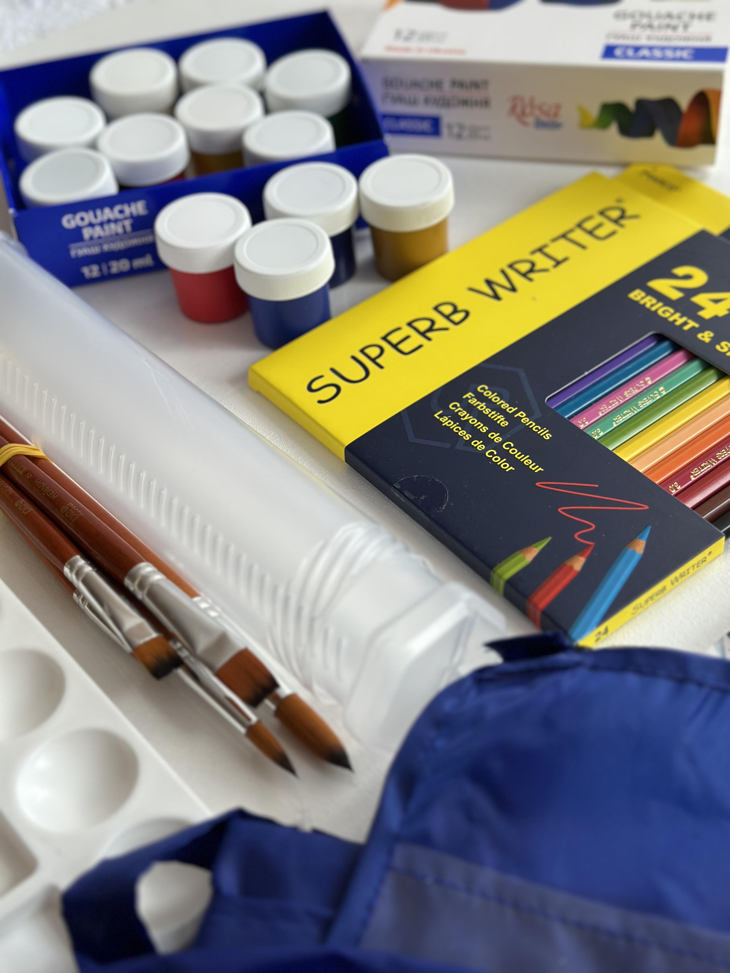 Набір для уроків образотворчого мистецтва та творчості дітей гуаш/пензлі/альбом/олівці/фартух/пенал/палітра (SD-3009) - фото 3 Набір для уроків образотворчого мистецтва та творчості дітей гуаш/пензлі/альбом/олівці/фартух/пенал/палітра (SD-3009) - фото 3