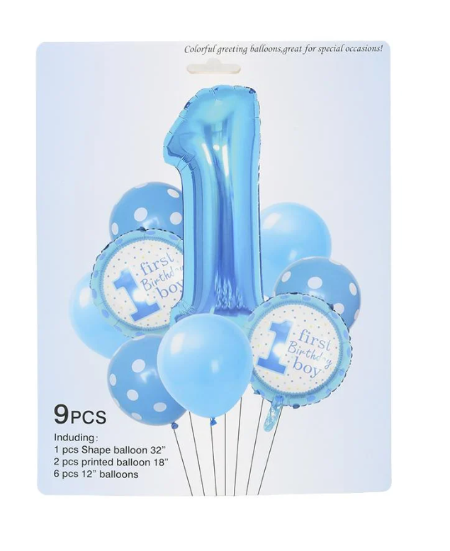 Набір повітряних кульок First Birthday гirl 9 шт. (R35173)