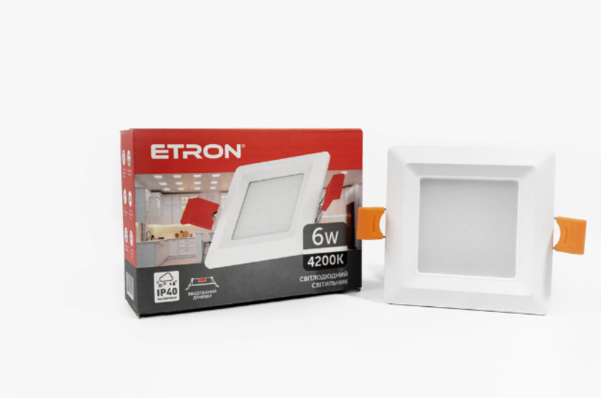 Светодиодный светильник ETRON 6W 4200K Ир40 квадрат (25028530)