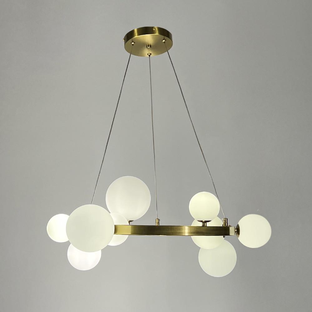 Люстра кольцевая с 10 белыми плафонами Ø 70 см Латунь (AT 32/10R AB+WT) - фото 4 Люстра кольцевая с 10 белыми плафонами Ø 70 см Латунь (AT 32/10R AB+WT) - фото 4