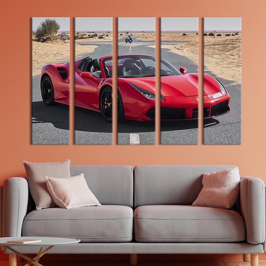 Модульна картина з 5 частин Розкішний червоний Ferrari 87x50 см (123-51)