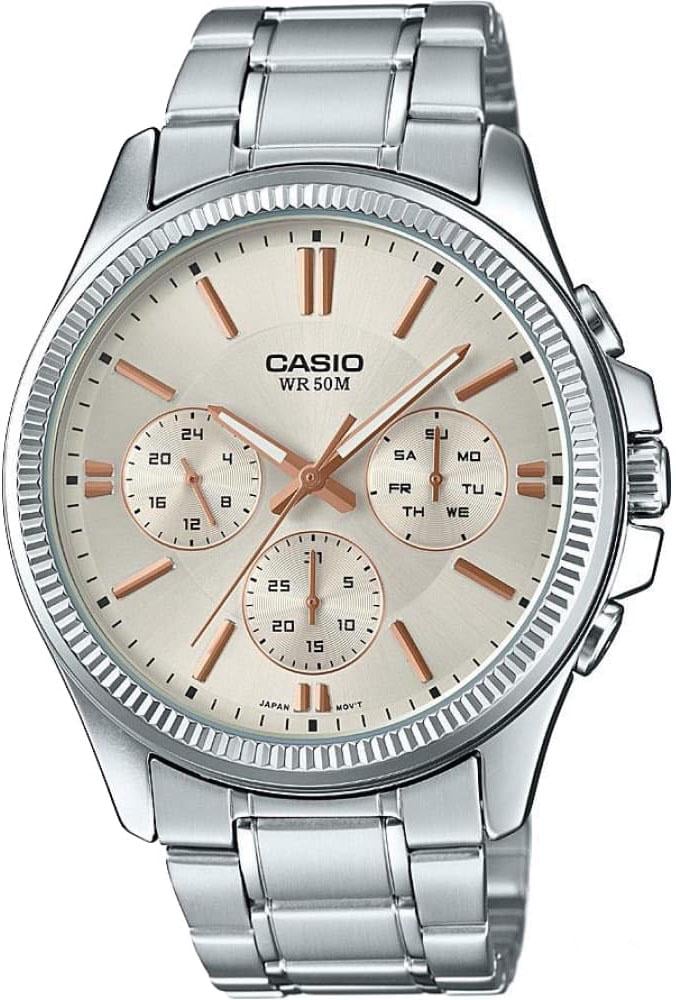 Наручные часы мужские Casio MTP-1375D-7A2 d 43 мм Серебряный/Белый