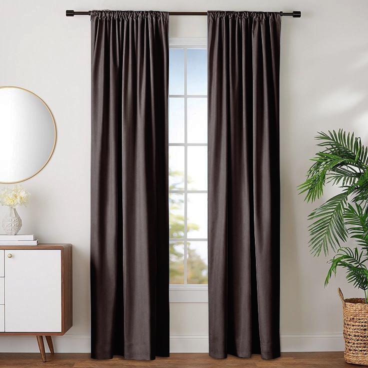 Комплект штор Lux Portiery Оксамит-велюр 150х240 см 2 шт. Шоколадно-коричневий (В1396)