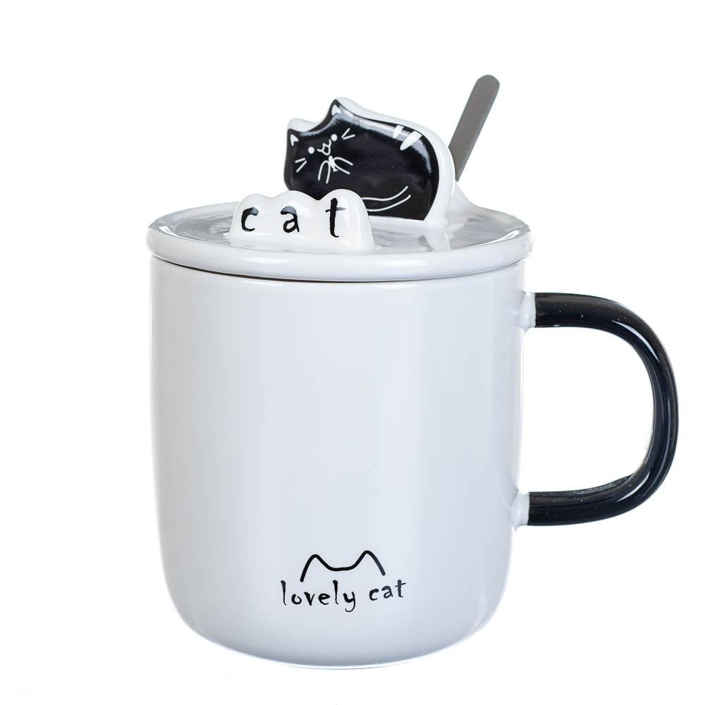 Кружка керамическая с крышкой Elisey Lovely cats3 300 мл (8200-019)