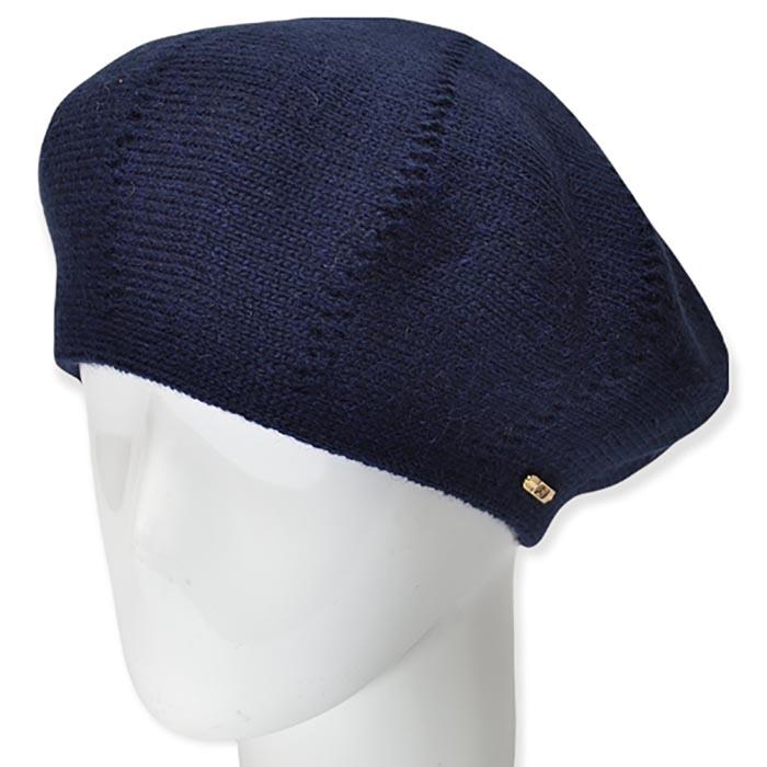 Берет женский Lirus Ариэль из шерсти двойной с узором Синий