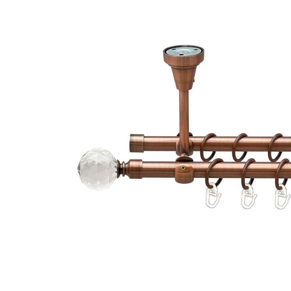 Карниз для штор Orvit Люмиера двухрядный гладкий 240 см Античная медь (00-00020158)