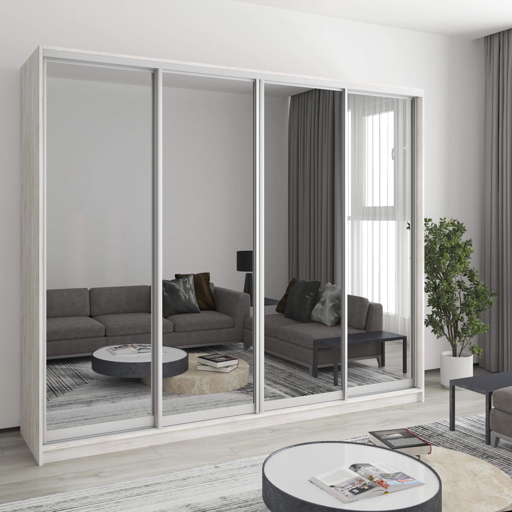 Шкаф-купе четырехдверный MebelStar Комбо AL 4 зеркала 250x60x210 см Аляска серый (MBS-12534) Шкаф-купе четырехдверный MebelStar Комбо AL 4 зеркала 250x60x210 см Аляска серый (MBS-12534)