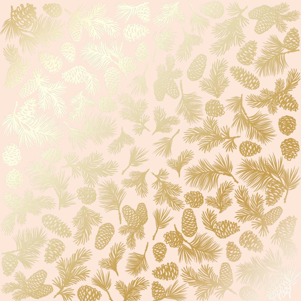 Лист бумаги односторонний Golden Pine cones с фольгированием 30,5х30,5 см Beige