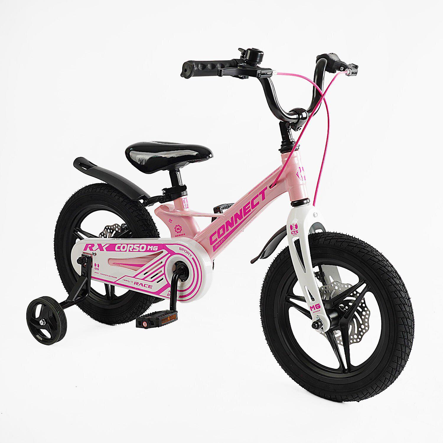 Велосипед двухколесный Corso Connect 14" детский магниевый Розовый - фото 1 Велосипед двухколесный Corso Connect 14" детский магниевый Розовый - фото 1
