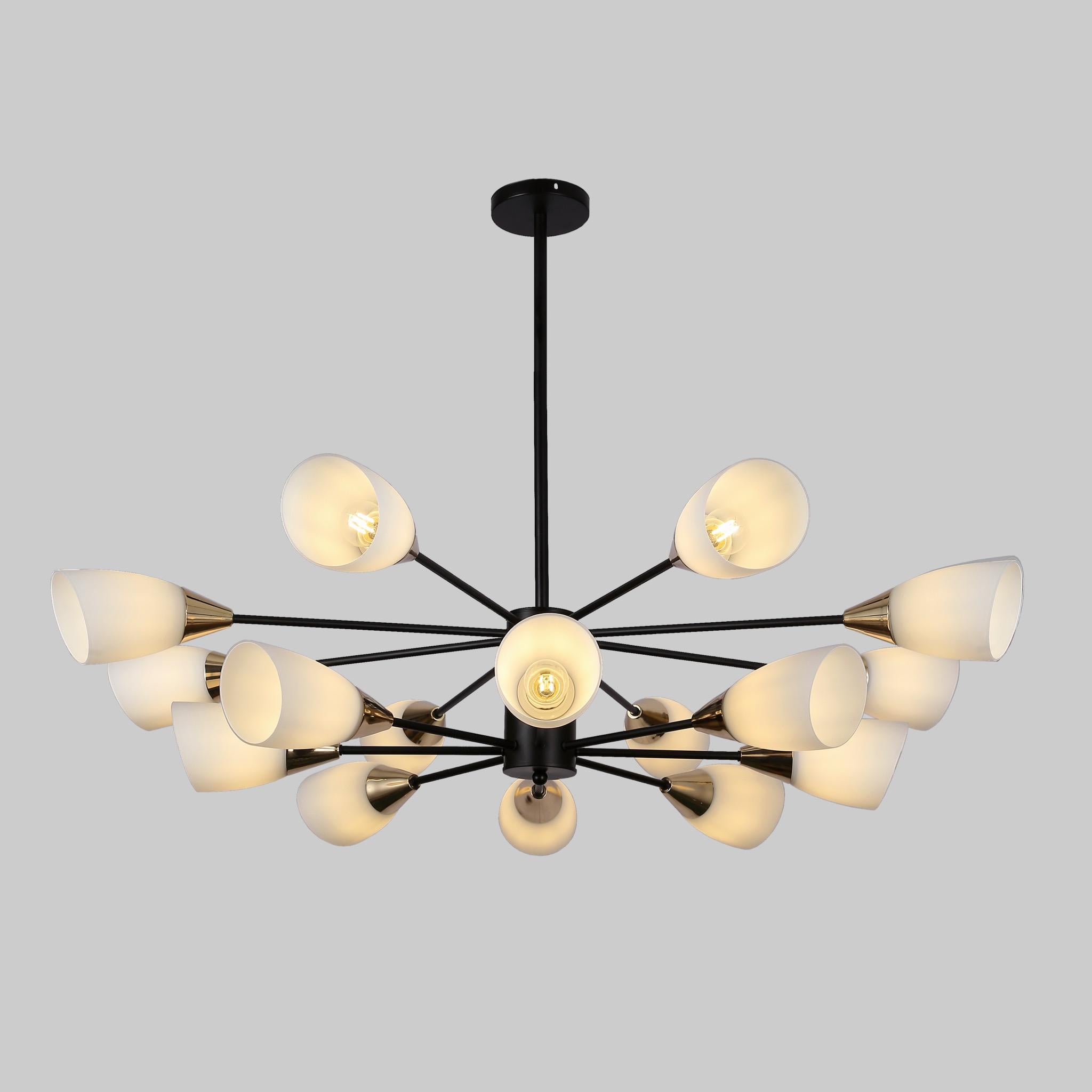 Люстра Petals черная с белыми плафонами на 16 лампочек