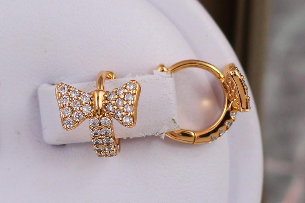 Серьги детские Xuping Jewelry Бантики с косичкой 10 мм Золотистый (1833824645)