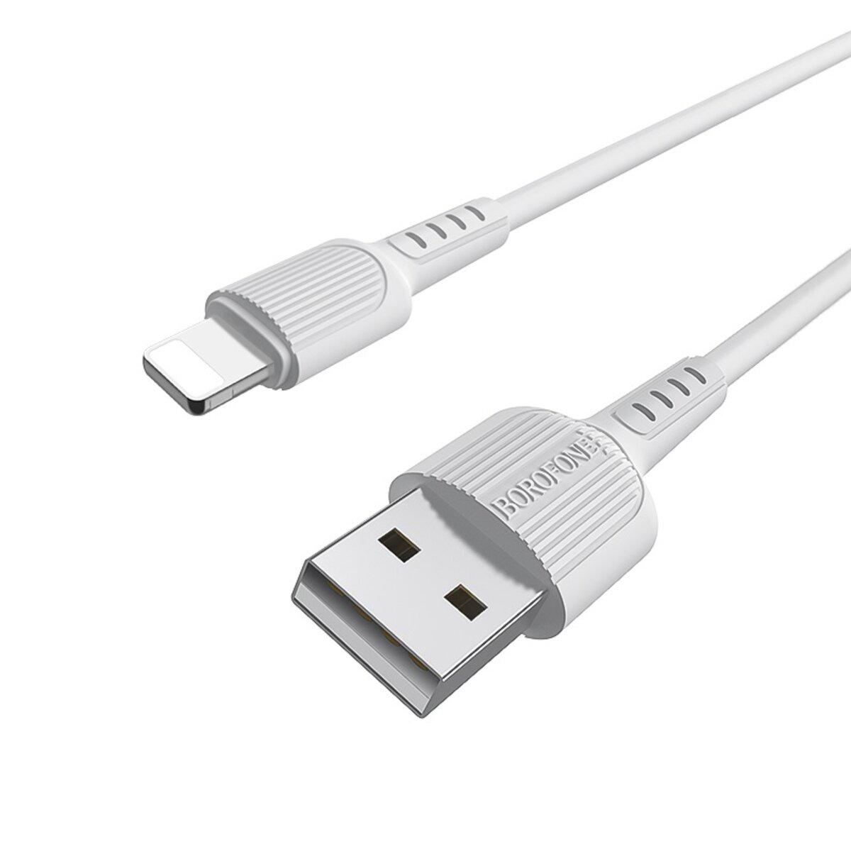 Кабель Borofone BX16 USB to Lightning 2A PVC TPE Connectors 1 м White (BX16LW)
