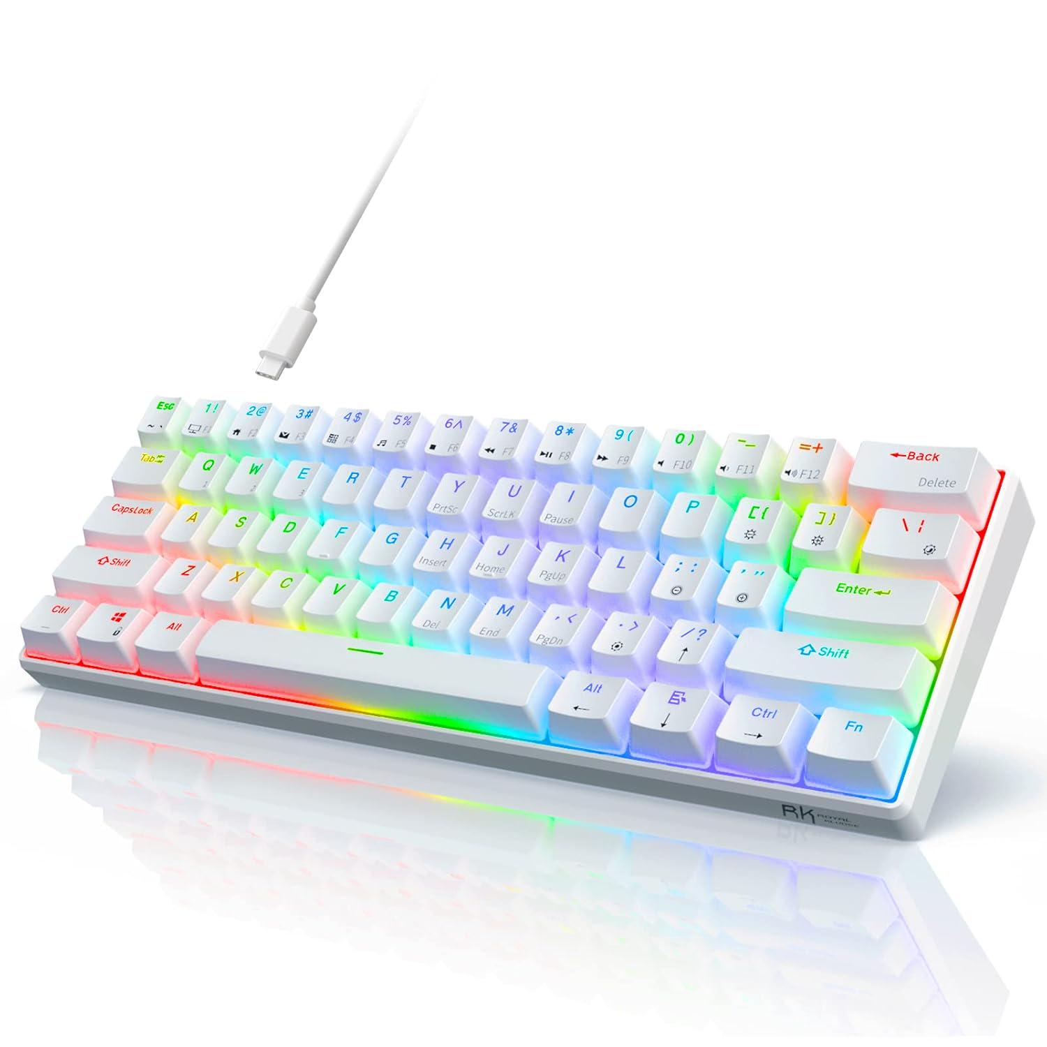 Клавиатура механическая игровая Royal Kludge RK61 RGB подсветка/61 клавиша/раскладка Qwerty Белый