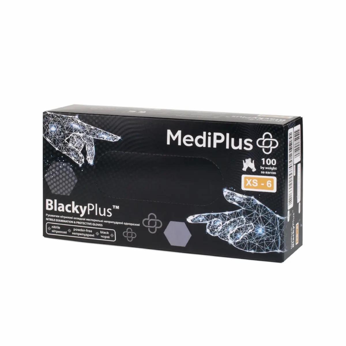 Перчатки MediPlus BlackyPlus нитриловые XS 100 шт. Черный (31587948)