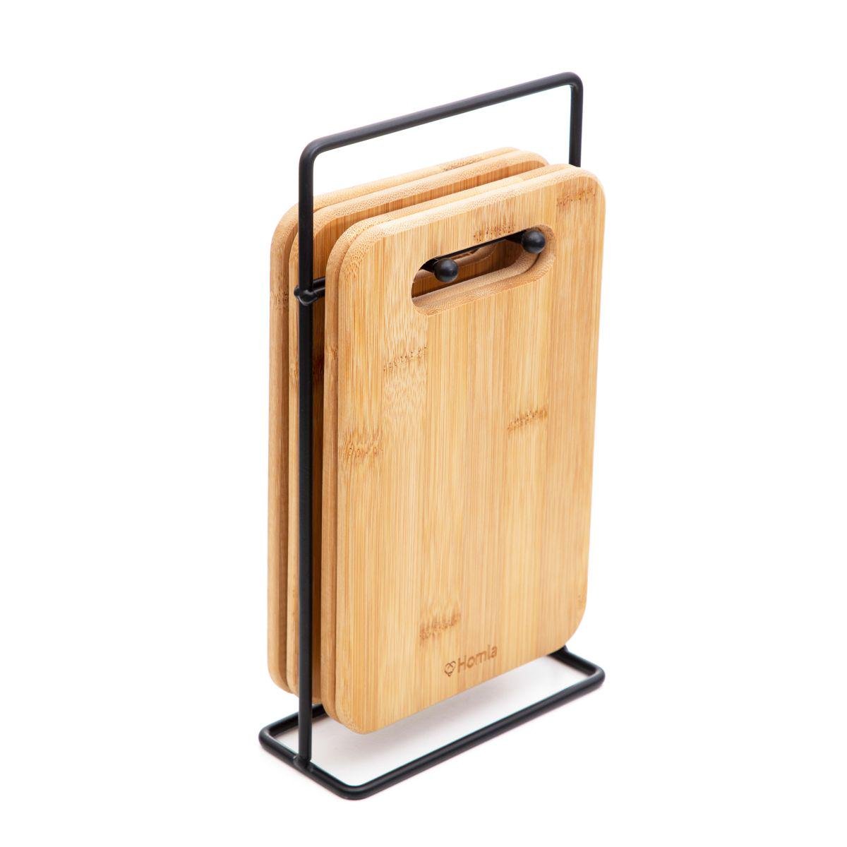 Набор досок разделочных на подставке Homla BAMBOU 21,5x14 см 4 шт. Дерево (211611)